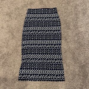 LOFT Navy and White Geometric Maxi Skirt XXSP